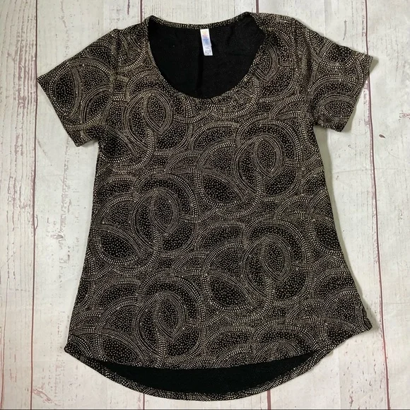 LuLaRoe Women’s M Medium Glitter Sparkle Short Sleeve Tee Top Hi Low Hem Tunic - Picture 7 of 7